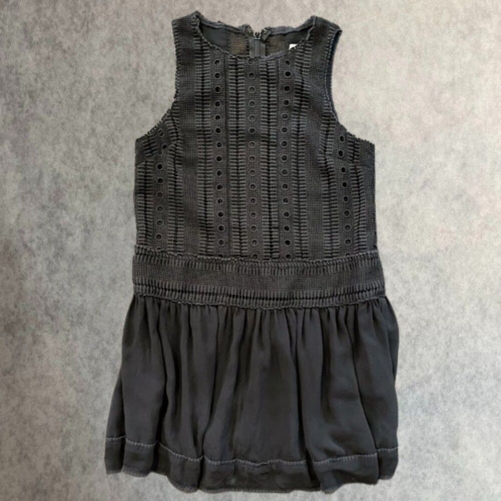 N/Nicholas Mini Dress Womens Medium Black Silk Eyelet Witchy Goth Grunge Emo
